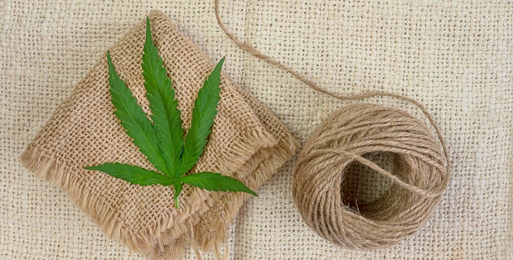 Cannabis,Leaves,On,The,Coarse,Hemp,Textile,Background